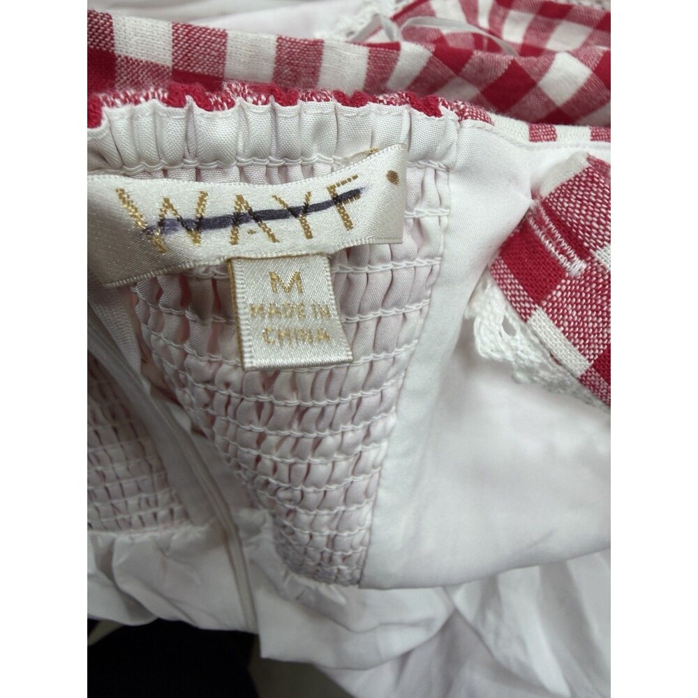 Anthropologie Wayf Midi Dress Red Linen Blend Drop Waist Preppy Boho Medium NWT - Picture 14 of 14